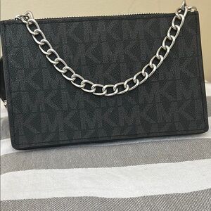 Michael Kors Black Crossbody Bag with Silver Chain